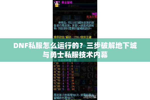 DNF私服怎么运行的？三步破解地下城与勇士私服技术内幕