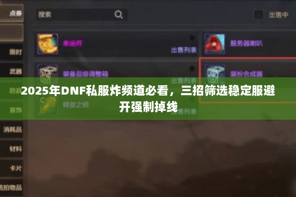 2025年DNF私服炸频道必看，三招筛选稳定服避开强制掉线